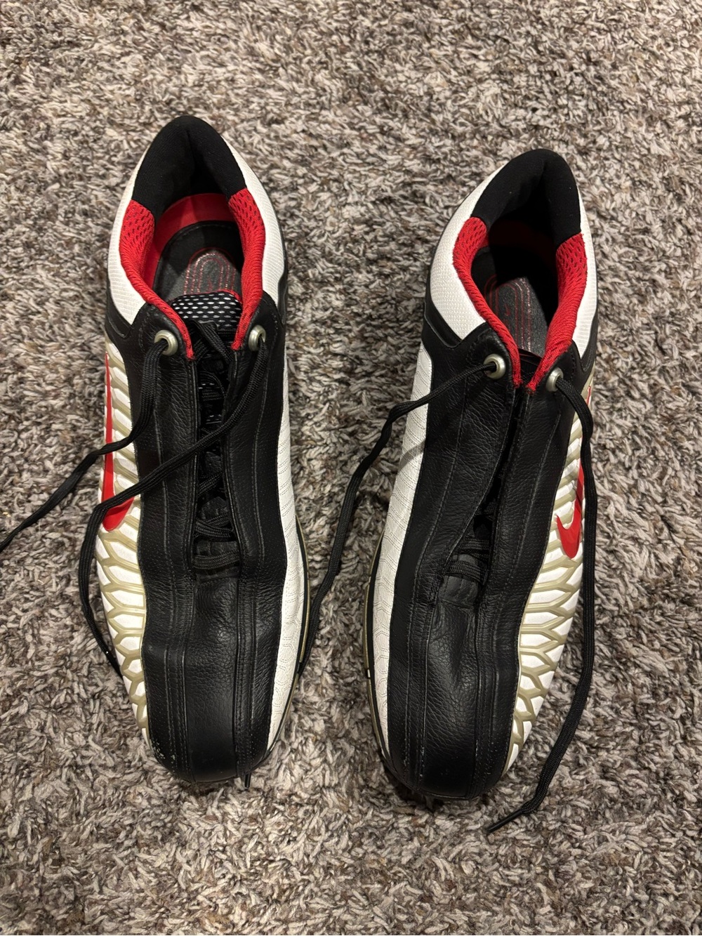 Men's Nike Black White Red Golf Spikes
